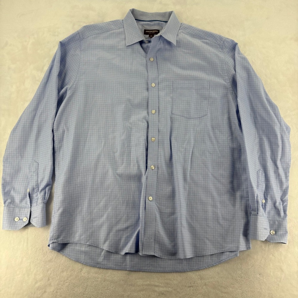 Johnston‎ & Murphy Button Down Mens XL Shirt Blue Geometric Long Sleeve Cotton